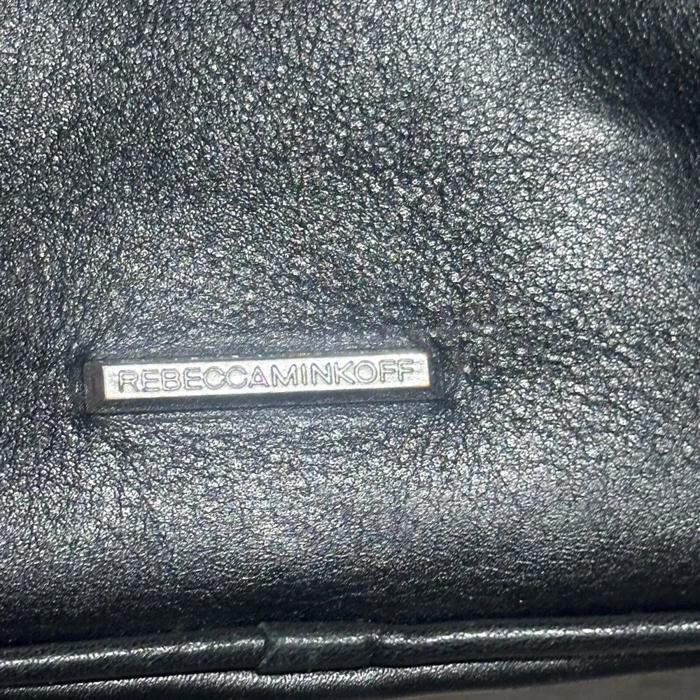Rebecca Minkoff Blythe Black Leather Shoulder Bag Purse Studded Hobo Black